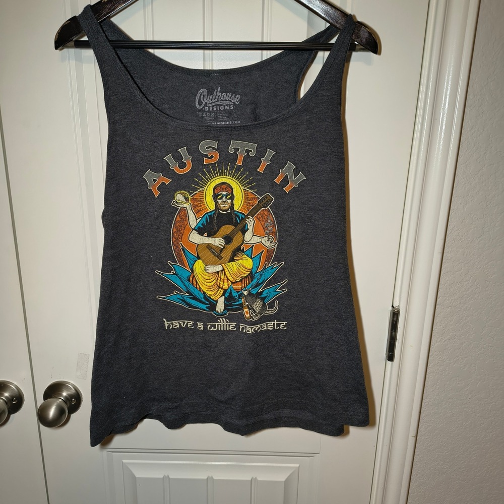 Outhouse Designs Austin "Have a Willie Namaste" Tank Top Charcoal Grey Large